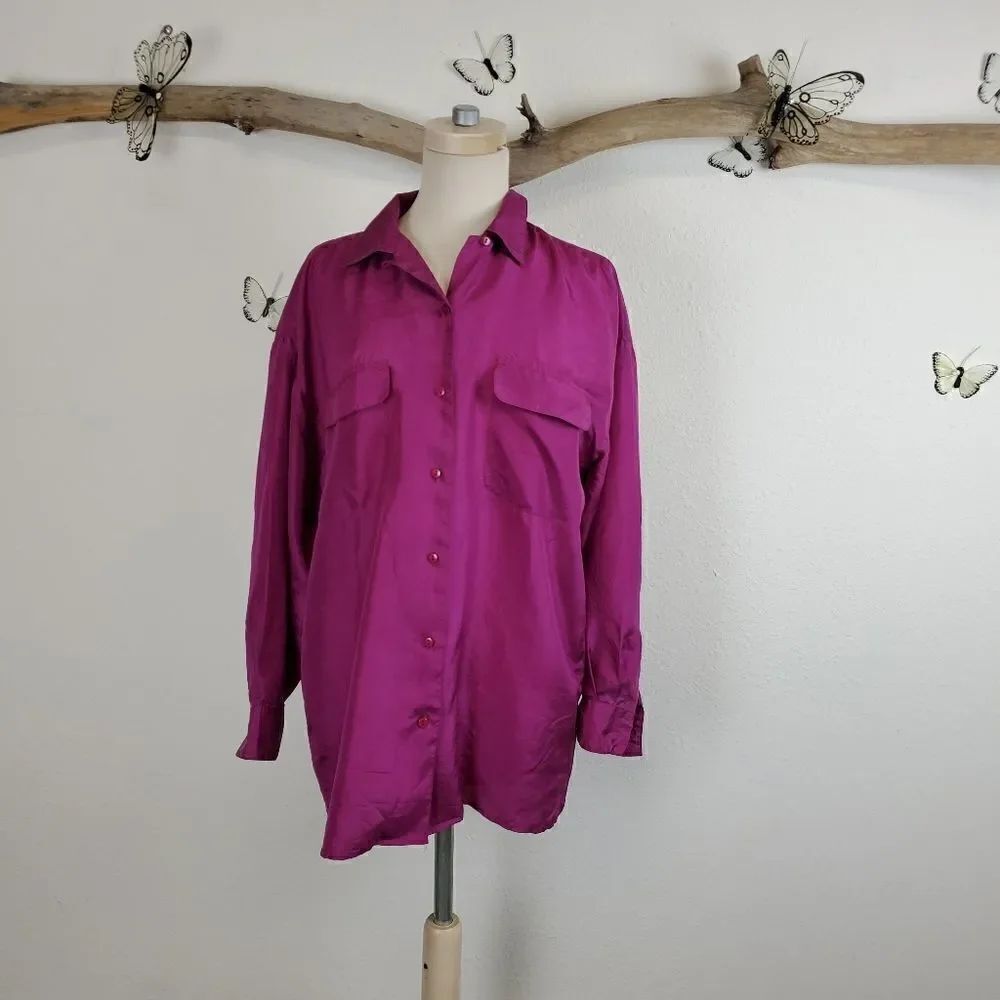 Vintage 90s Louise Paris long sleeve silk shirt